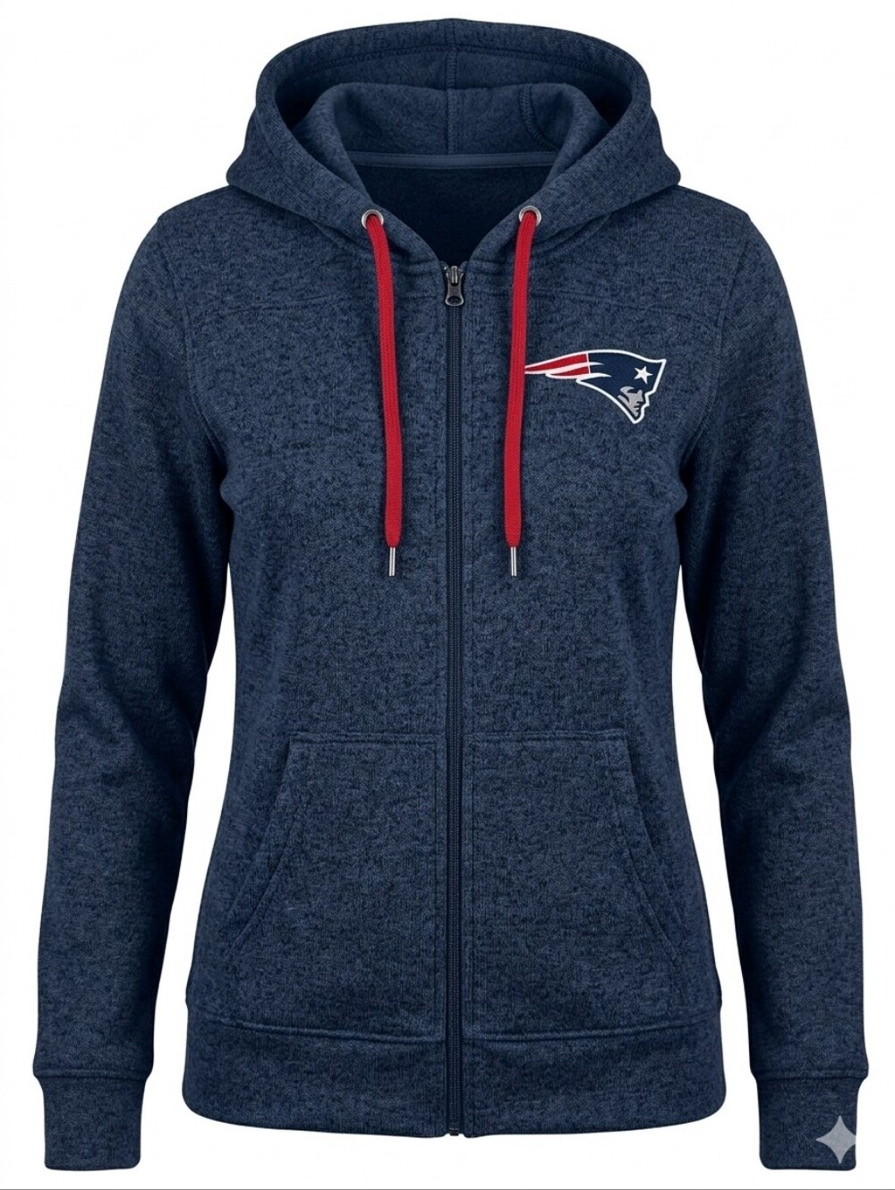 NFL Navy Patriots Fleece Lined Hoodie with Red Zipper